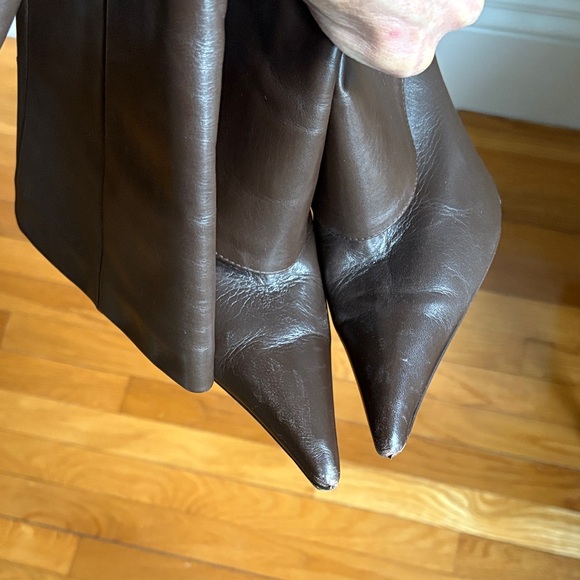 RHW x GIA Classic Pointed-Toe Knee-High Boots chocolate brown leather size 8.5 - Picture 8 of 15